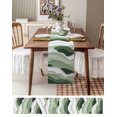 thumbnail image 3 of Table Runner Dresser Scarves 48 Inch Long,Minimalist Modern Stripe Texture Linen Dining Table Runners Sage Green and White Gradient Tabletop Scarf for Wedding Holiday Party Kitchen, 3 of 9