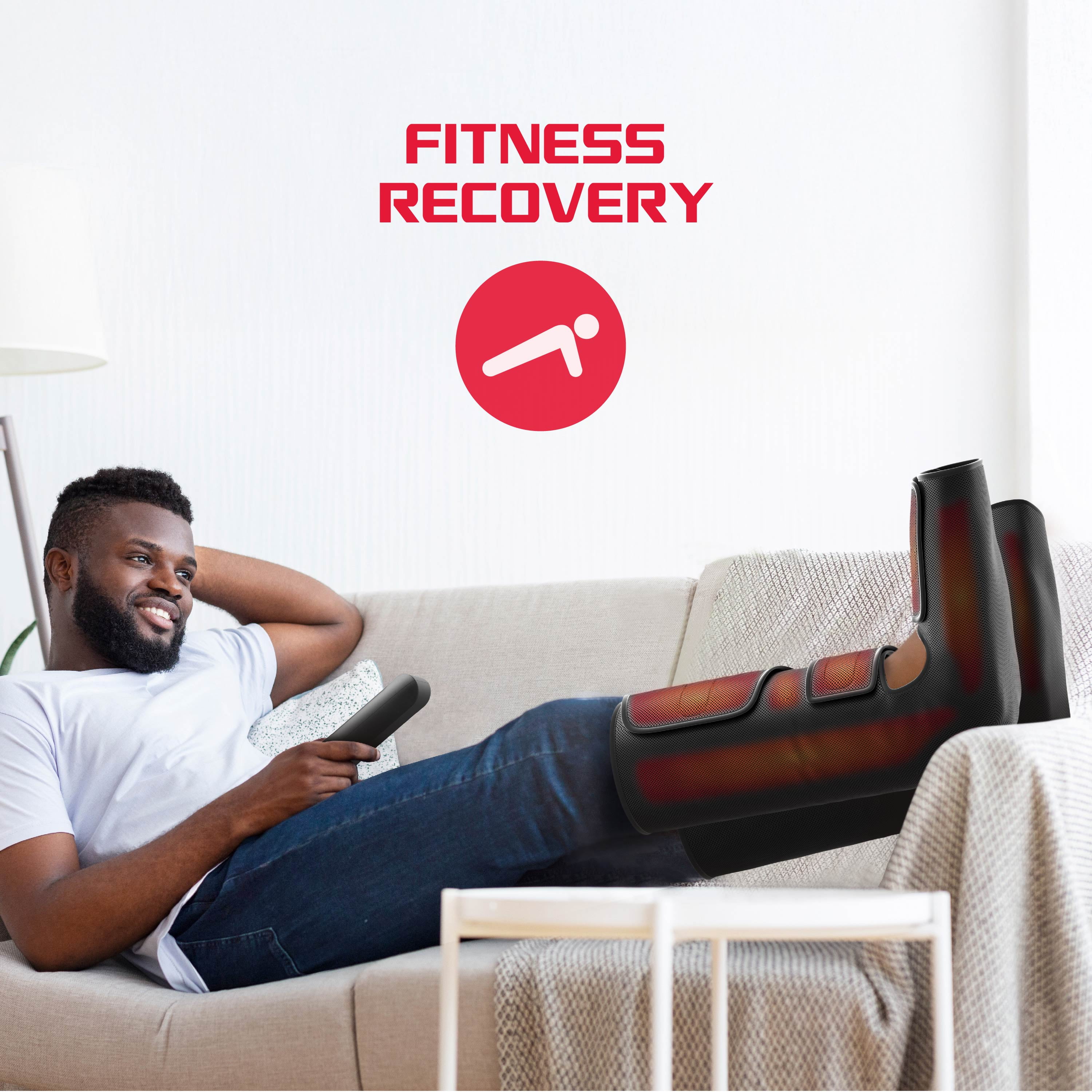 FitRx RecoverMax Compression Boots, Heated Compression Leg and Foot Massager with Multiple Massage, Intensity, and Heat Levels