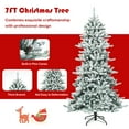 Costway 7Ft Premium Hinged Snow Flocked Slim Artificial Christmas Fir