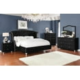 thumbnail image 2 of 1pc California King Size Bed Contemporary Black Velvet Finish Bedroom Furniture, 2 of 3