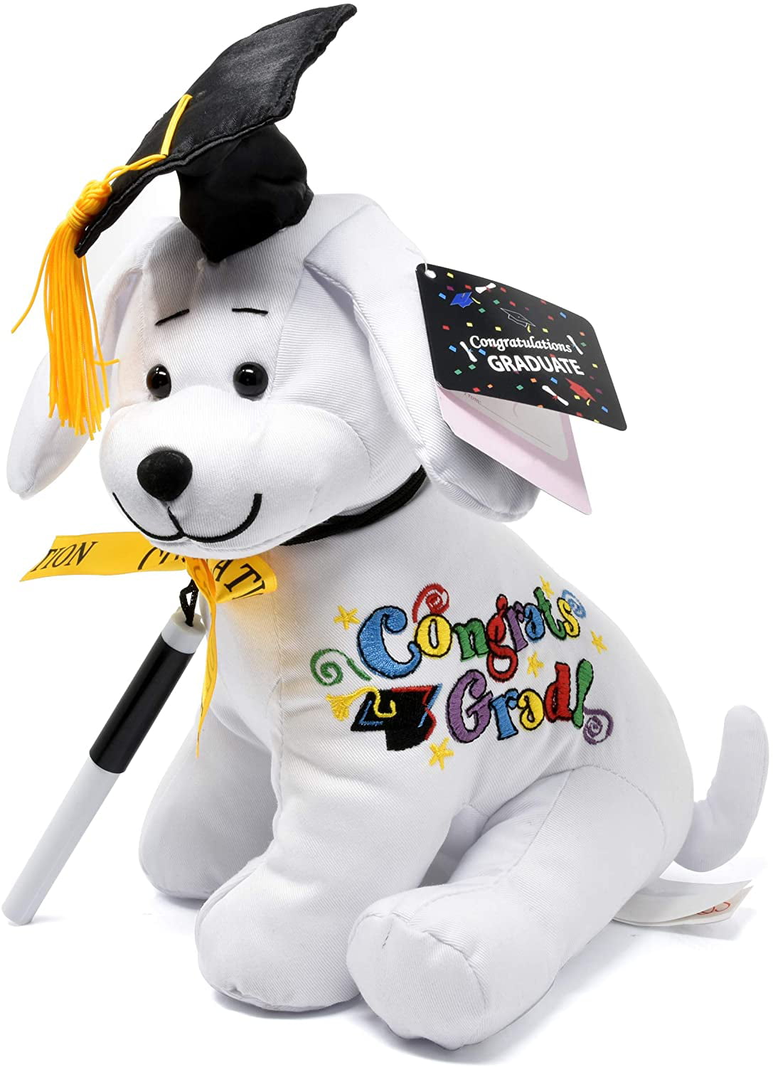 12" Congrats Grad Graduation Dog w/Signing Autograph Pen Stuffed Animal Gift Toy 