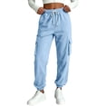 thumbnail image 2 of Lnmiateer Womens Soft Lounge Jogger Pants Solid Color Drawstring Elastic Waist Tapered Pockets Home Relaxation Friend Gathering, 2 of 6