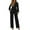Black, variant on Jumpsuits for Women Casual Loose Fit Belted Dressy Long Sleeve Crewneck Autumn Jumpsuit Long Wide Legs formal Casual Rompers