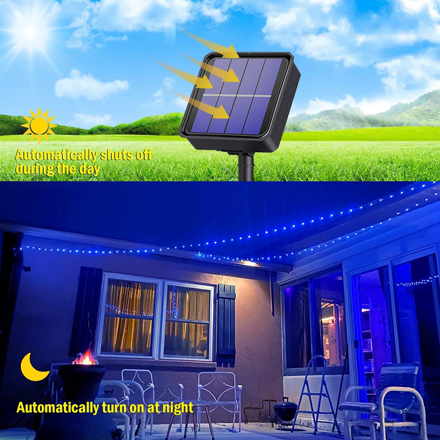 GHodec Solar String Lights, 2-Pack, 200 LED, Blue photo 4