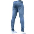 thumbnail image 5 of WTOBBY Men's Tapered Fit Jeans Casual Solid Color Denim Pants with Modern Silhouette - Slim Straight Leg Trousers Design for Comfortable Daily Wear Activities and Style,Light Blue XL, 5 of 5
