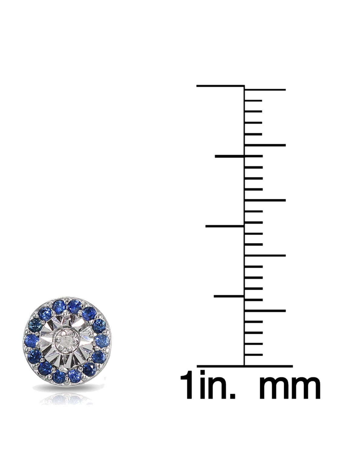 Sterling Silver Genuine Blue Sapphire and Diamond Accent Illusion-Set Stud Earrings