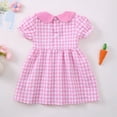 thumbnail image 6 of Tisuna Girls Easter Summer Dress Toddler Plaid Bunny Print Short Sleeve Crew Neck Dresses Elegant Breathable Girls Festival Party Dress Pink Size 12-18 Months, 6 of 8