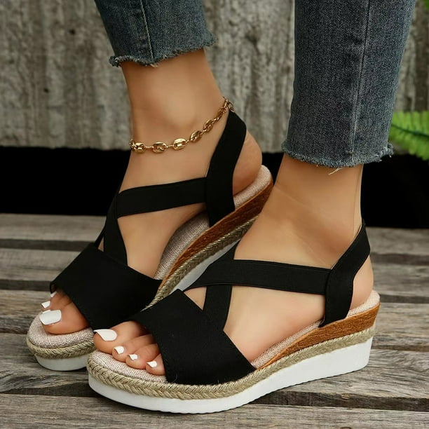 Adult Women Sandal Womens Walking Sandals Size 9 Wide Large Women Sandals Summer New Flat Bottom Slope Heel Fish Mouth Casual Women Sandals Female Sandal Bronze 6.5 Walmart