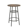 thumbnail image 6 of 3 Piece Bar Table Set, Modern Round Bar Table with Stools & Metal Shelf for 2 Kitchen Counter Height Wood Top Bistro for Breakfast Nook Living Room Small Space Restaurant, Brown, 6 of 8