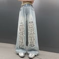 thumbnail image 2 of PLHWHYQ Distressed Denim Pants For Girls Straight Leg Loose Fit Casual Summer Trousers Thin Comfortable Long Jeans Light Blue 6-7 Years, 2 of 6