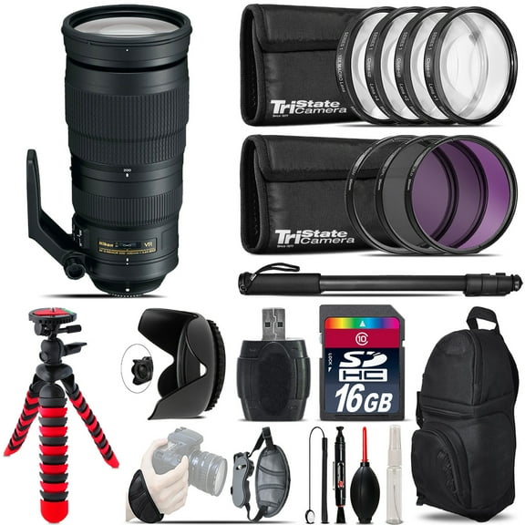 Nikon AF-S 200-500mm  VR Lens   Macro Filter Kit & More - 16GB Accessory Kit (International Version)