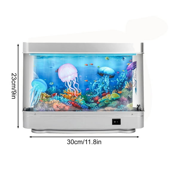 2 Packs Fake Fish Tank Lamp with Moving Fish, Mini Aquarium Decor, 12 Inch Ocean Night Light for Kids Room, Relaxing Sensory Light for Home Office