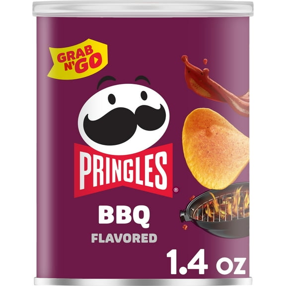 Pringles BBQ Potato Crisps Chips, Lunch Snacks, 1.4 oz Canister