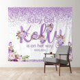 thumbnail image 1 of Custom Purple Glitter Floral Girl Baby Shower Backdrop, 1 of 6