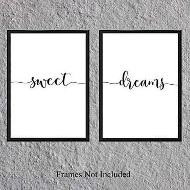 Sweet Dreams - Set of Two - 16x20 or 18x24 Unframed Typography Art Prints - Great Bedroom Decor or Nursery Decor