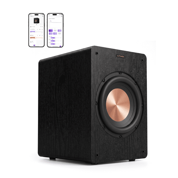ULTIMEA 10" Powered Subwoofer with Wireless Adapter, 550W Peak, 20Hz Low Frequency, App Bass Control, EQ & 0-180° Phase, Bluetooth 6.0, RCA/LFE & Speaker-Level Inputs for HiFi & A, SUB1