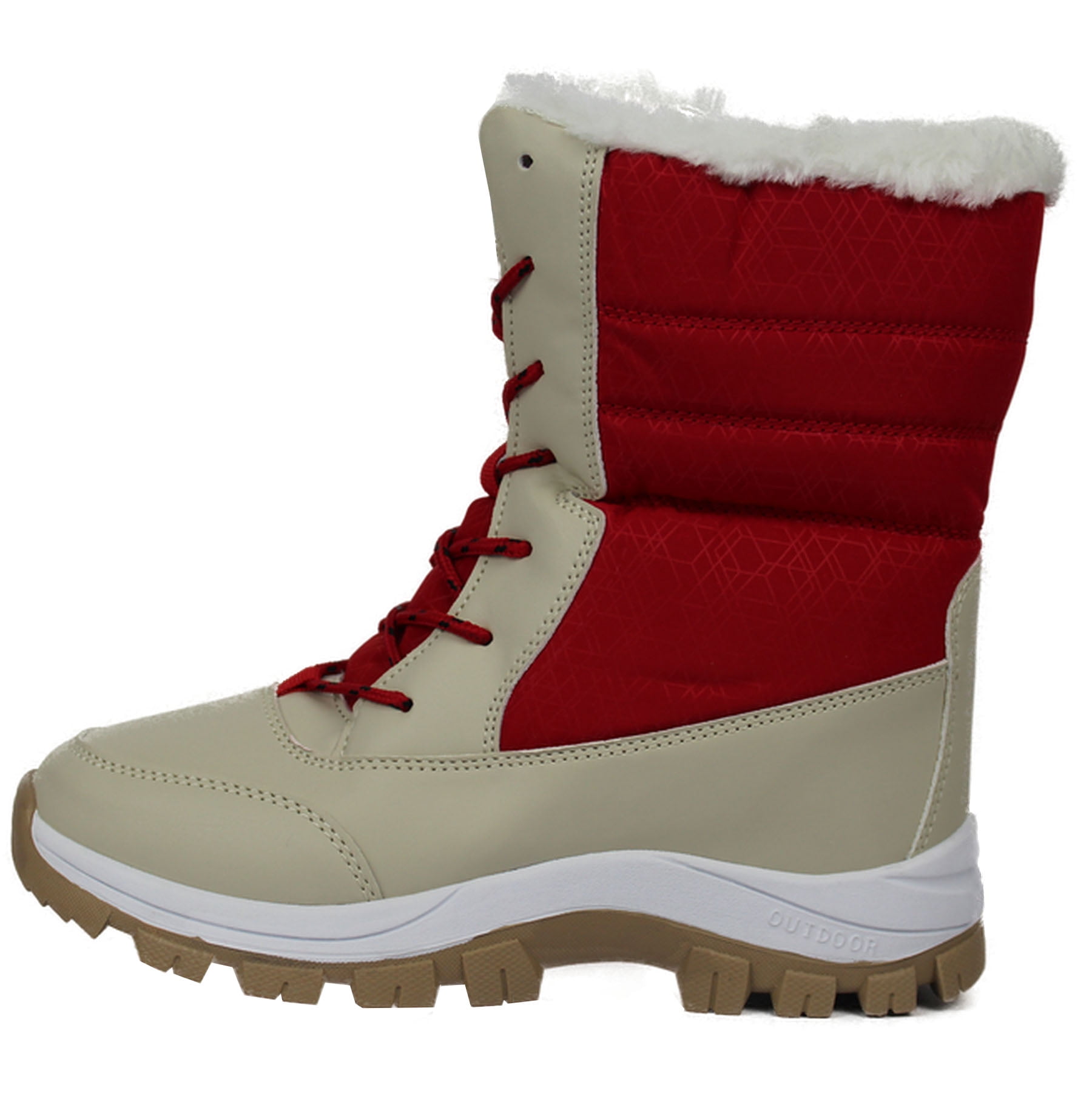 OwnShoe Mid-Calf Snow Boots for Women Faux Fur Winter Shoes Water Resistant Outdoor Hiking Boots