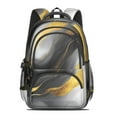 thumbnail image 2 of Black White and Gold Marble Backpack for School,Cute School Bag,Schoolbag with Adjustable Shoulder Straps & Padded Back,16.9 Inch, 2 of 5