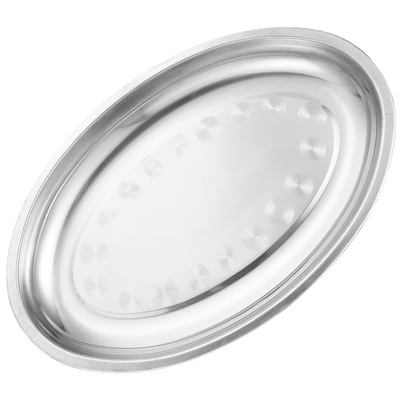 Stainless Steel Buffet Serving Plate Dessert Appetizer Dish Meat Oval Plate