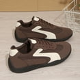 thumbnail image 6 of Domuza Women’s Retro Suede Trim Lace Up Casual Sneakers, Curved Stitch Accent Low Top Lightweight Walking Shoes with Non-Slip Grooved Rubber Outsole Brown 6.5（EU-37）, 6 of 9