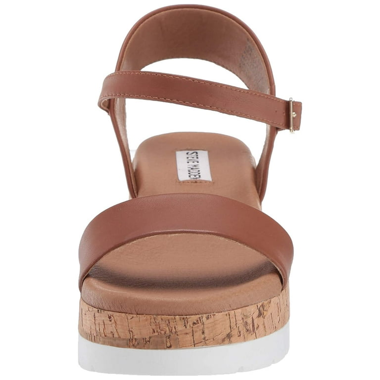 Steve Madden Roselita Cognac Cork Lightweight Ankle Strap Platform