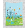 thumbnail image 1 of Ferris Wheel Tapestry, Cartoon Amusement Park Image on a Sunny Day with City Landscape Background, Wall Hanging for Bedroom Living Room Dorm Decor, 40W X 60L Inches, Multicolor, by Ambesonne, 1 of 2