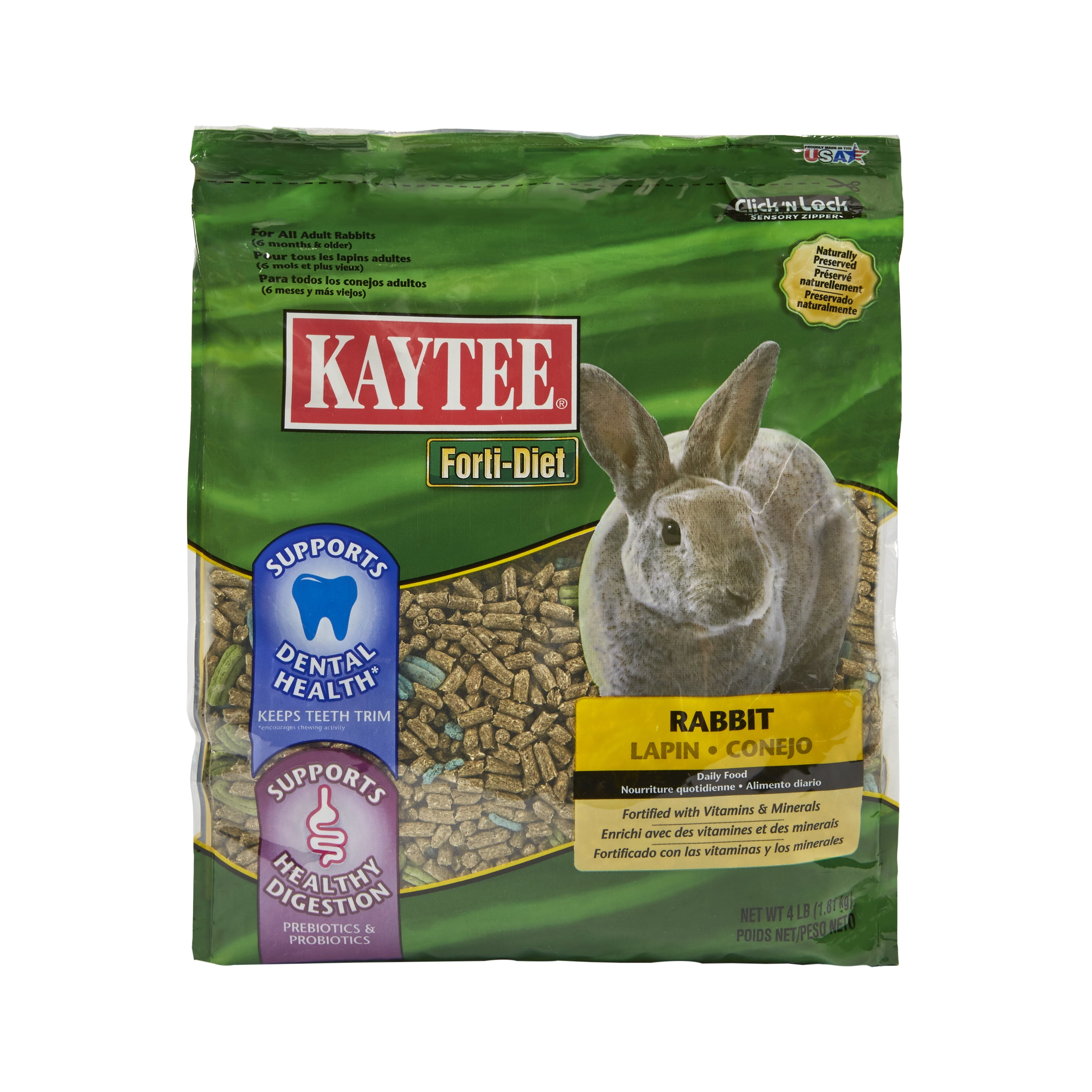 Kaytee FortiDiet Rabbit Pelleted Food, For Dental Health, 4 Pounds