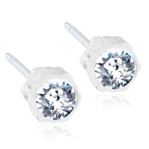 Blomdahl | Nickel Free | Medical Plastic 4mm Crystal Stud Earrings | Best Choice For Sensitive Ears