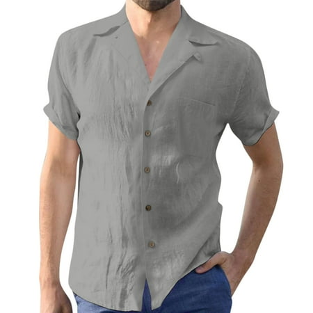 

Pianpianzi Workout Pack under Scrub Top Men Baggy Shirts Male Hawaii Shirt Blouse Cotton Linen Button Down Top Shirt Tropical Holiday Beach Shirt Fashion Pocket Top