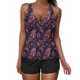 thumbnail image 2 of GERsome Tankini Swimsuits for Women Twist Front Keyhole Two Piece Bathing Suits Tankini Tank Top with Boyshorts S-2XL, 2 of 9