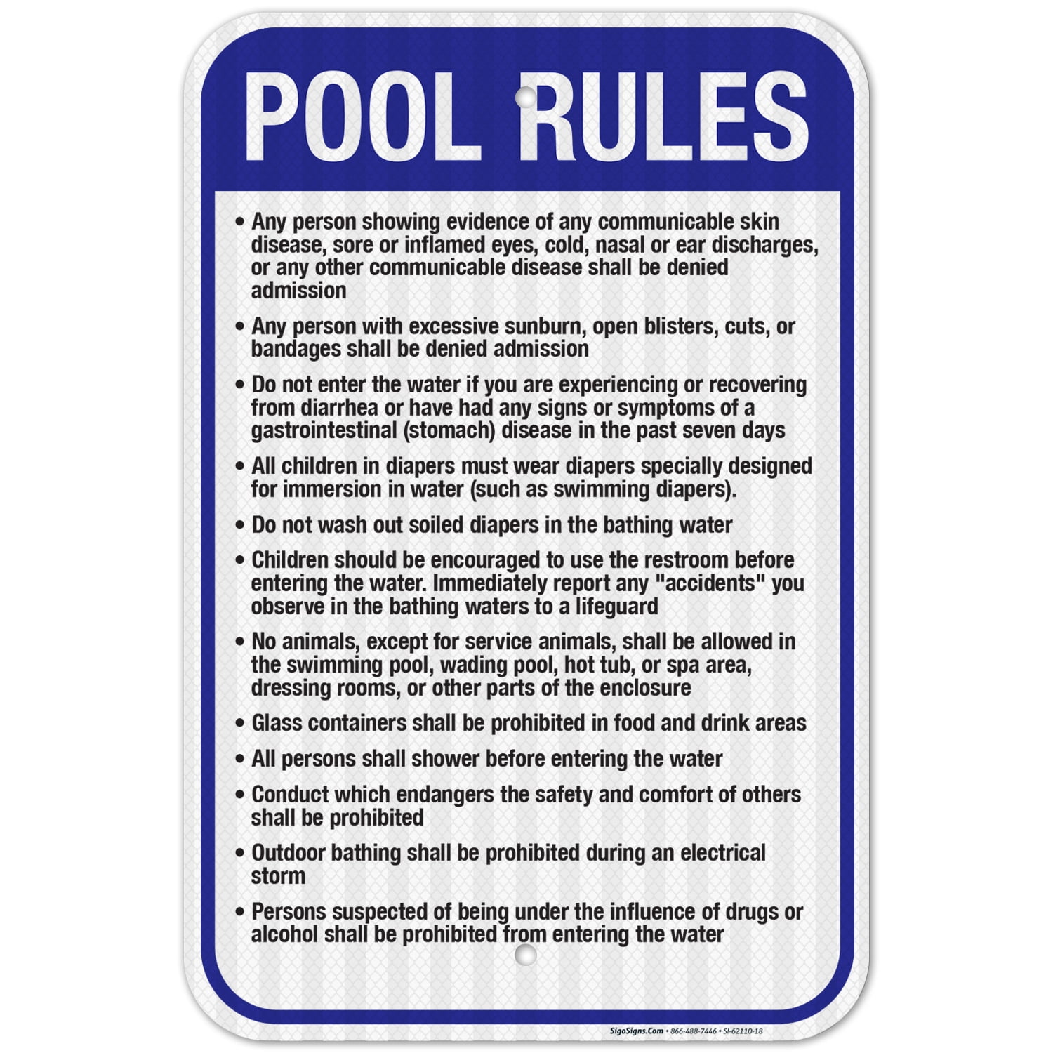 New Jersey Pool Rules Sign, Complies With State Of New Jersey Pool