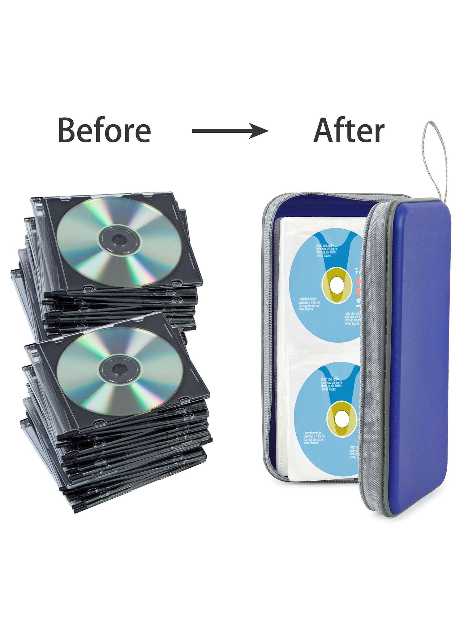 Gustave 96 Capacity CD Case DVD Case Holder Hard Plastic Zipper