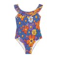 thumbnail image 3 of Girls Ruffle One Piece Swimsuit, Stretchy Fabric for Beach & Pool Activities Realistic Floral Pattern, 3 of 8