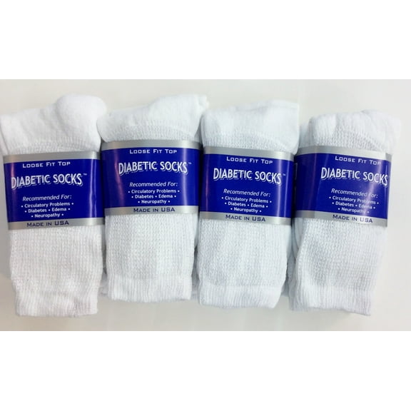 Comfortable  Creswell 12 Pairs Of Mens White Diabetic Crew Socks 10-13 Size