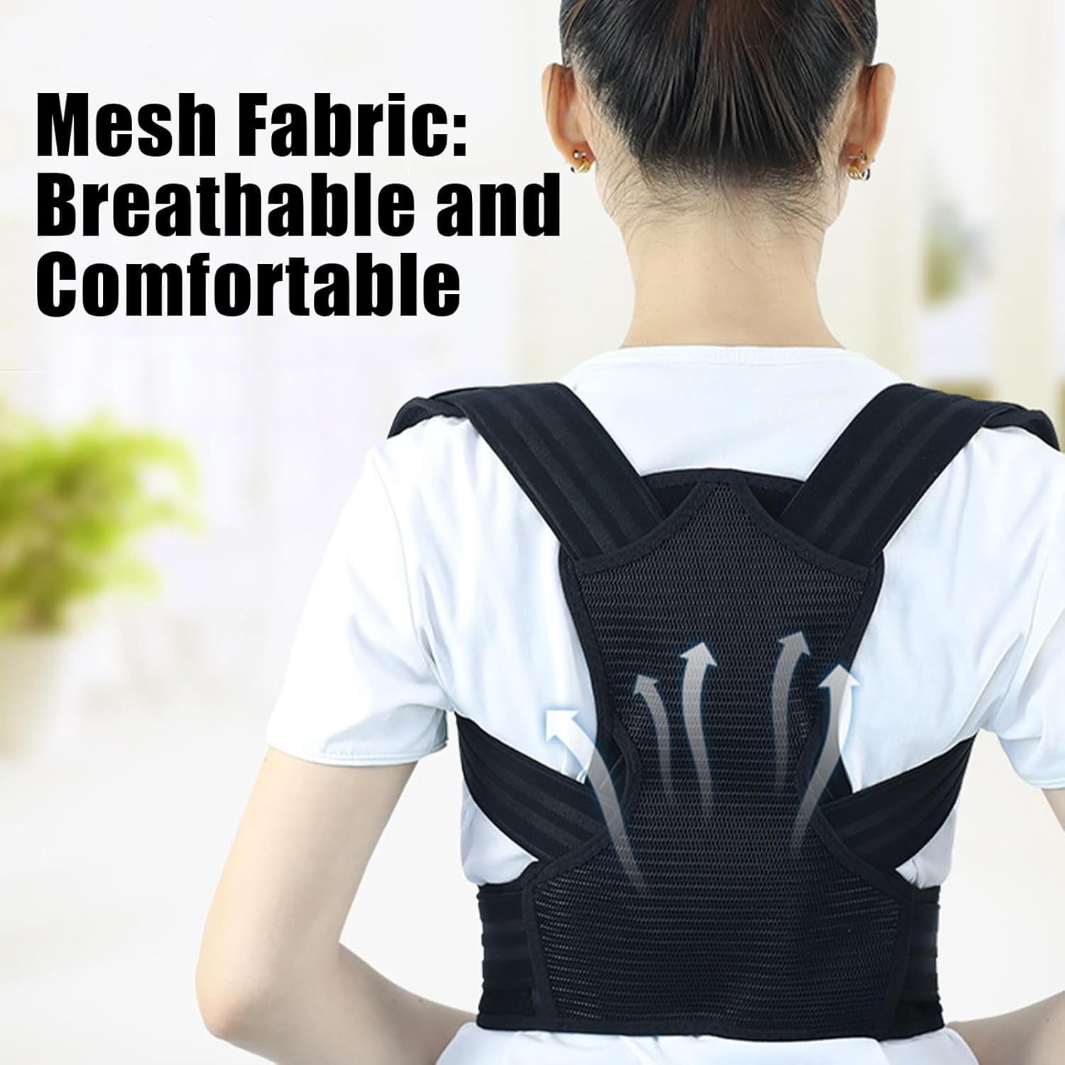 Back Brace Posture Corrector for Kids, Back Straightener Posture Corrector, Scoliosis and Hunchback Correction, Under Clothes Adjustable Upper Back Posture Brace for Teens, Spinal Supportor, Black, S