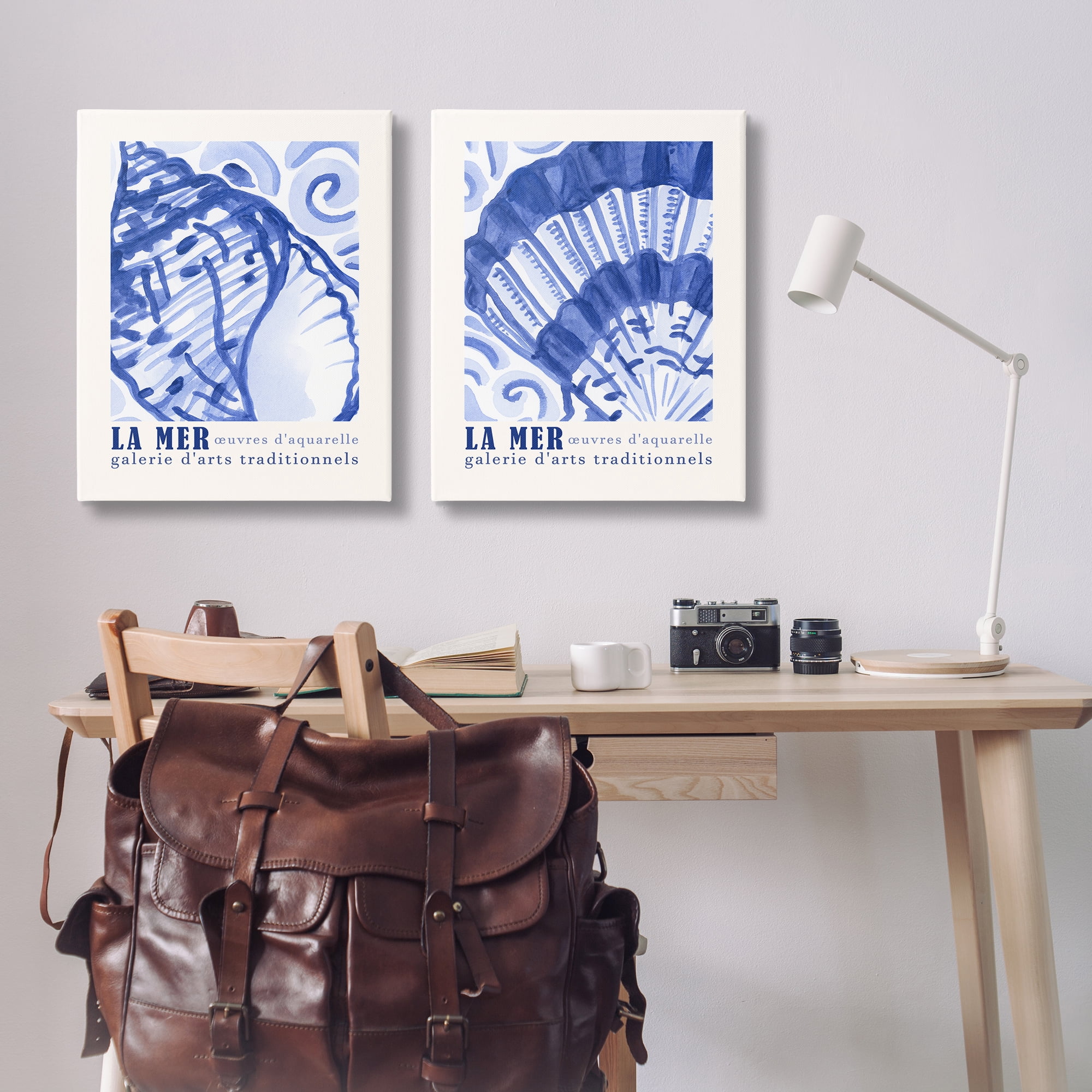 Stupell Industries Seashell Gallery Posters Nautical & Beach Painting Wrapped Canvas Art Print Wall Art, 24 x 30, Set of 2