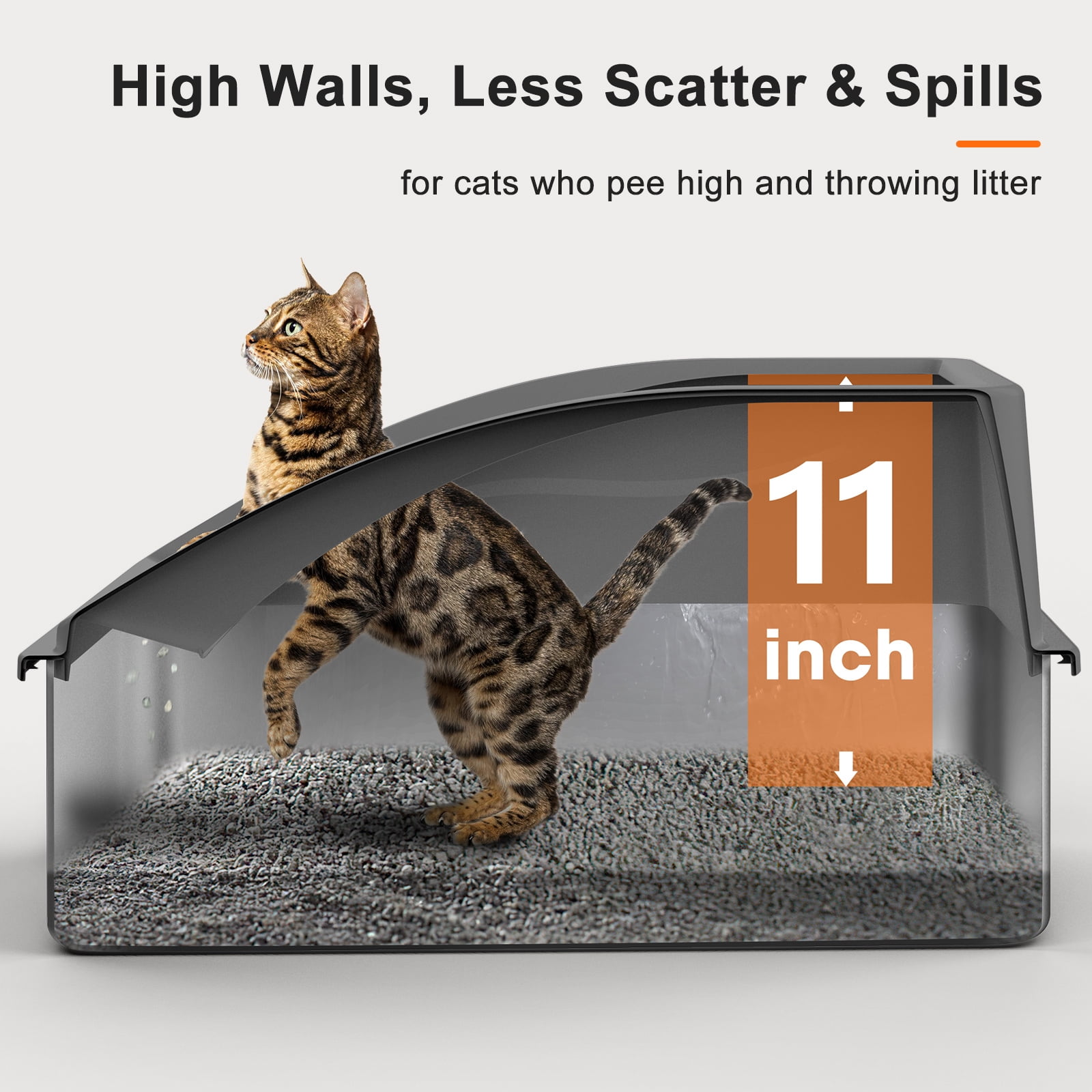 2 Pcs Stainless Steel Cat Litter Box with High Sides, Xl Stainless Steel Litter Box for Big Cats and Multi-cat, Anti-urine Leakage, Non-stick, Dark Gray and Silver Gary