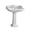 White, variant on Whitehaus Isabella Collection Traditional Pedestal with an Integrated large Rectangular Bowl, Widespread Faucet Drilling, Backsplash, Dual Soap Ledges, Decorative Trim and Overflow