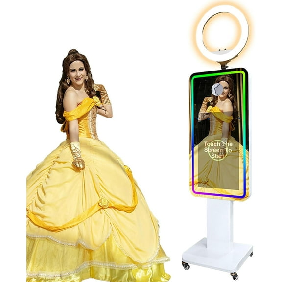 LivFiv Mirror Photobooth Machine 21.5in LCD Touch Screen Selfie Portable for Birthday Party Wedding