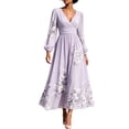 thumbnail image 3 of Women's Fall Floral Printed Maxi Dress V Neck Lantern Long Sleeve Boho Dresses for Wedding Guest Beach Vacation, 3 of 6