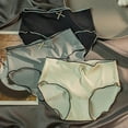 thumbnail image 4 of Matoen Women's Underwear Ice Silk Seamless Mid Waisted Ladies Panties Full Coverage Briefs, 4 of 5