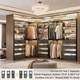 thumbnail image 6 of Homieasy 3-Piece L-Shaped Walk-in Closet Organizer System, 138.5" Wood Closet Tower with 12 Drawers & 4 Expandable Hanging Rods, Customizable Wardrobe Storage Set for Bedroom, Apartment,Gray Oak, 6 of 7