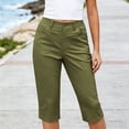 thumbnail image 4 of Womens Capri Pants,Capri Pants for Women High Waisted Elastic Waist Casual Capris Solid Color Trousers Cropped Pants, 4 of 9