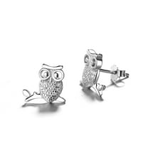 Amy and Annette Sterling Silver Owl Stud Earrings