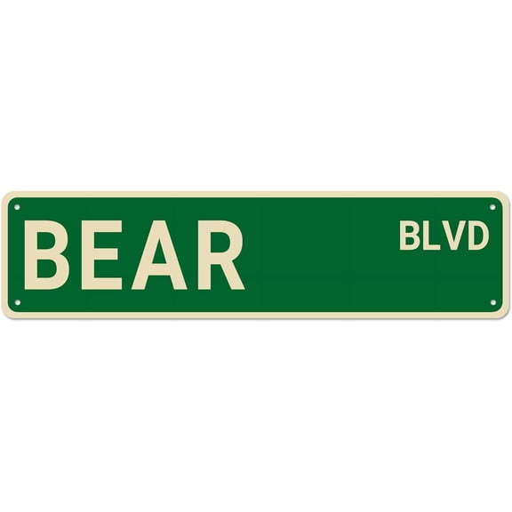 Bear BLVD Street Sign, Bear Sign Bear Decor Bear Lover Gift, Funny Animal Wall Decor for Home/Man Cave, Quality Metal Signs 16x4 Inch