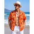 thumbnail image 4 of Men's Hawaiian Beach Short Sleeve Summer Button Up Shirt Tropical Casual Button Down Shirt, 4 of 10