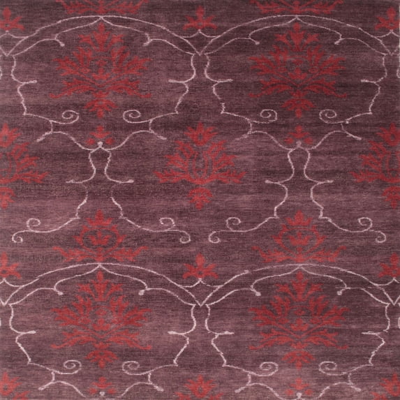 Ahgly Company Machine Washable Indoor Square Contemporary Brown Red Area Rugs, 3' Square
