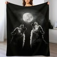 thumbnail image 4 of Manta súper suave con diseño de lobos aullando a la luna, manta navideña de franela de microfibra para sofá cama, mullida y cálida de 50 x 60 pulgadas, 4 of 8