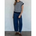 thumbnail image 6 of Women'S Light-Weight Cap Sleeve Cardigan Summer Casual Striped Knit Open Front Button Down Sweater Black S, 6 of 8