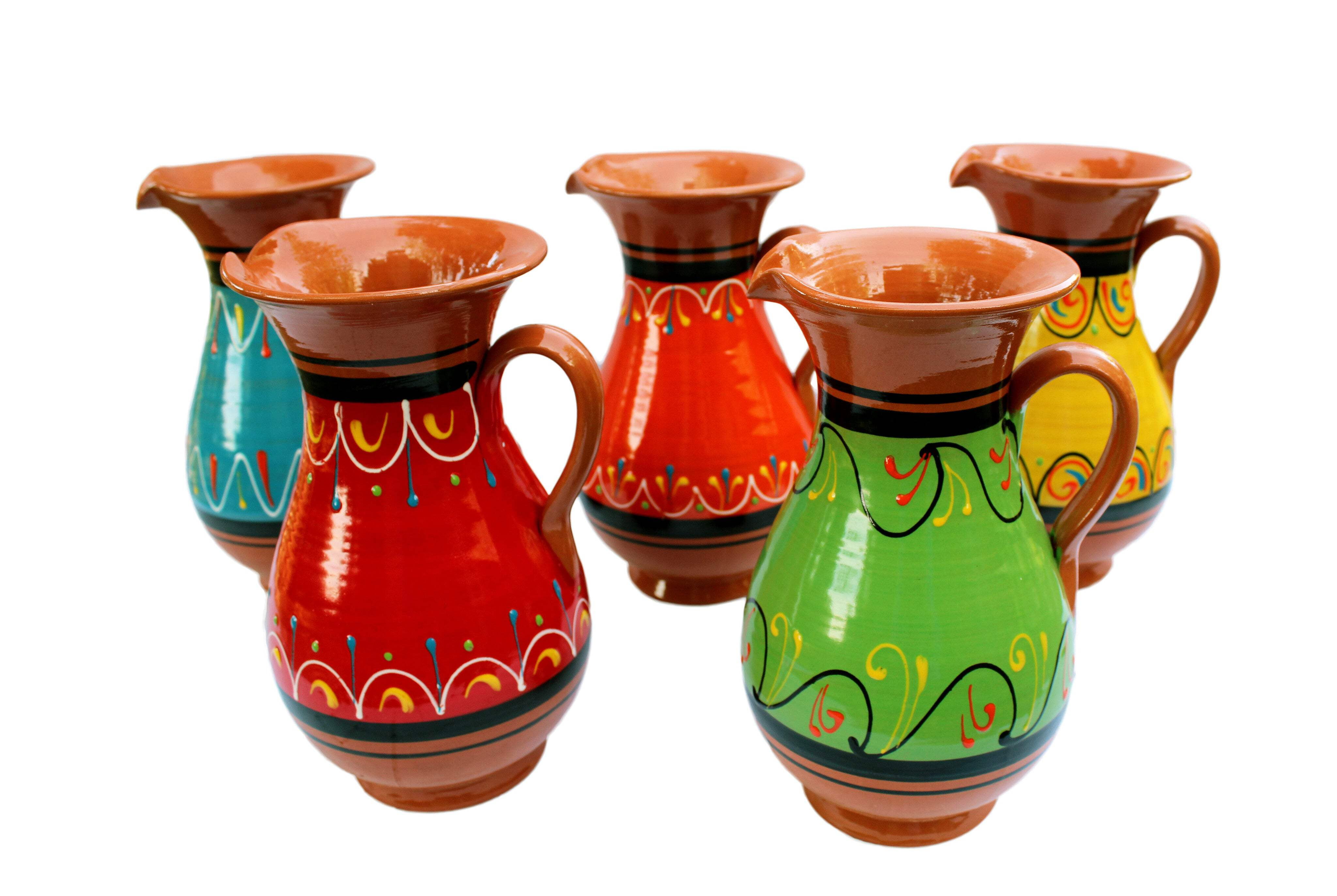 Cactus Canyon Ceramics Spanish Terracotta 2 Quart Pitcher, Blue